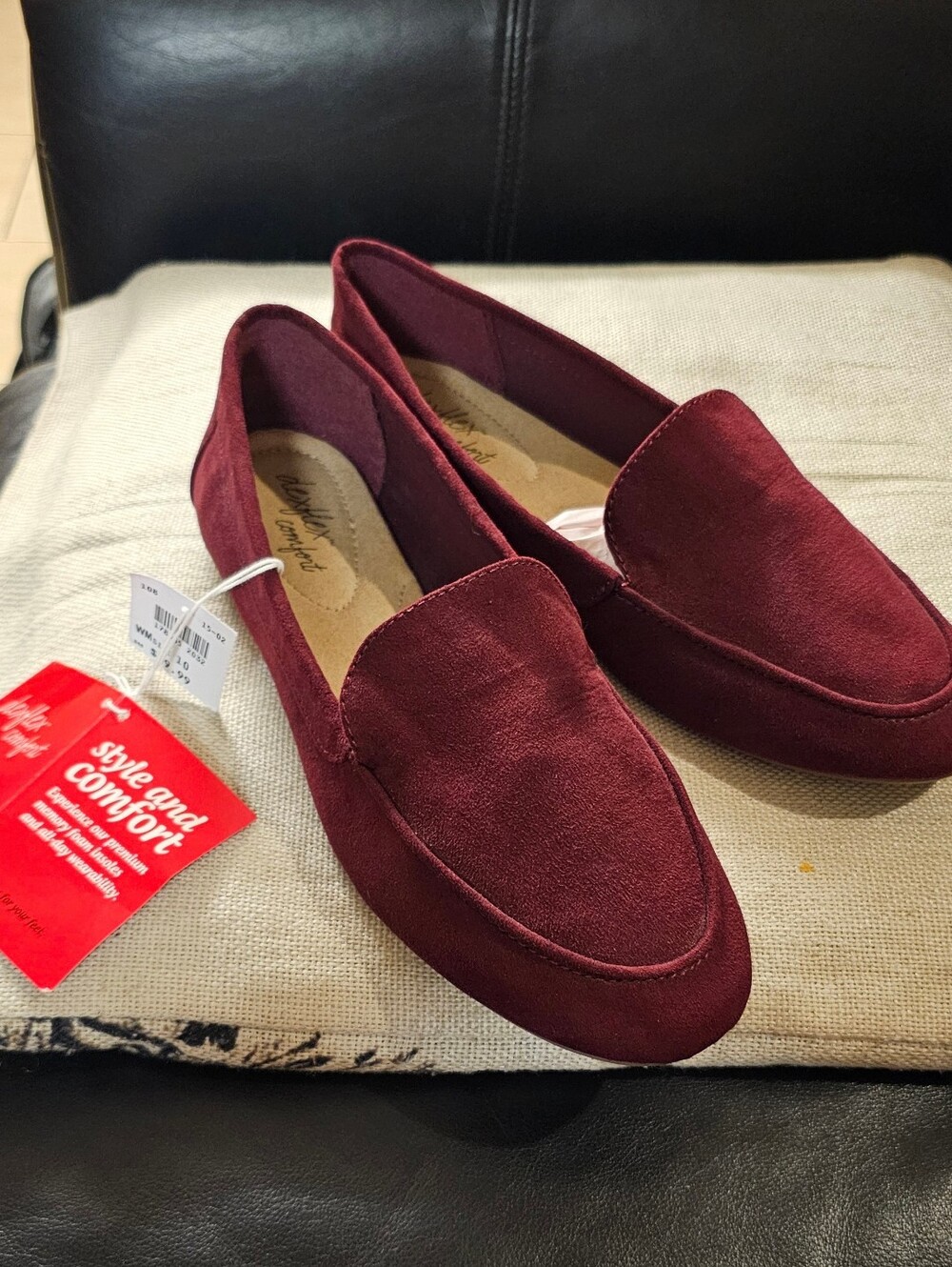 Burgundy Faux Suede Slip-On Loafers - Comfort Style Size 10 New With Tags - Picture 2 of 12